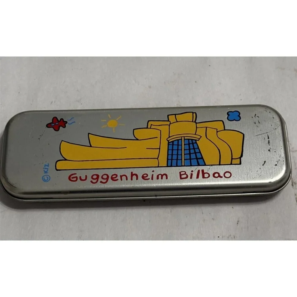 Guggenheim Bilboa Metal Tin Pencil Box Souvenir Frank Gehry Building Design